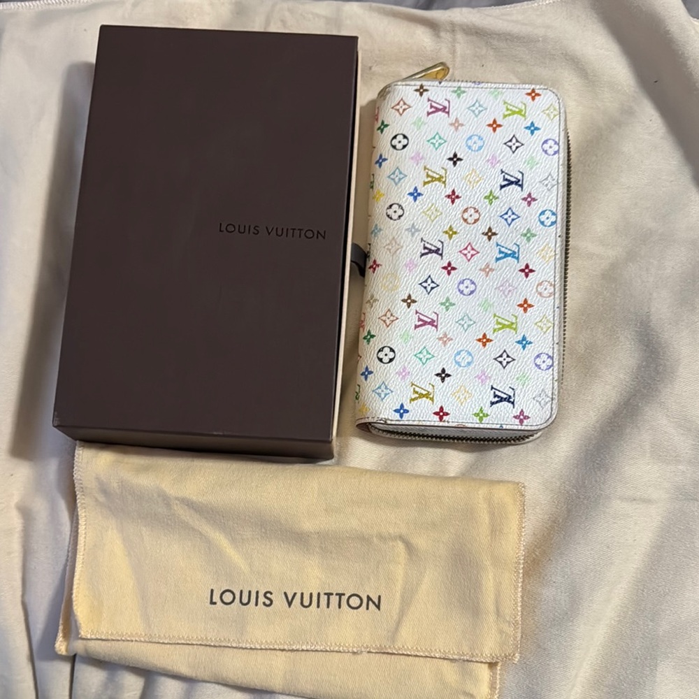 Louis Vuitton White Multicolor Zipper Wallet